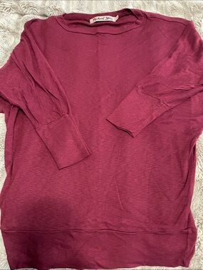 Michael Stars Long Sleeve Crewneck Shirt in Berry Plum